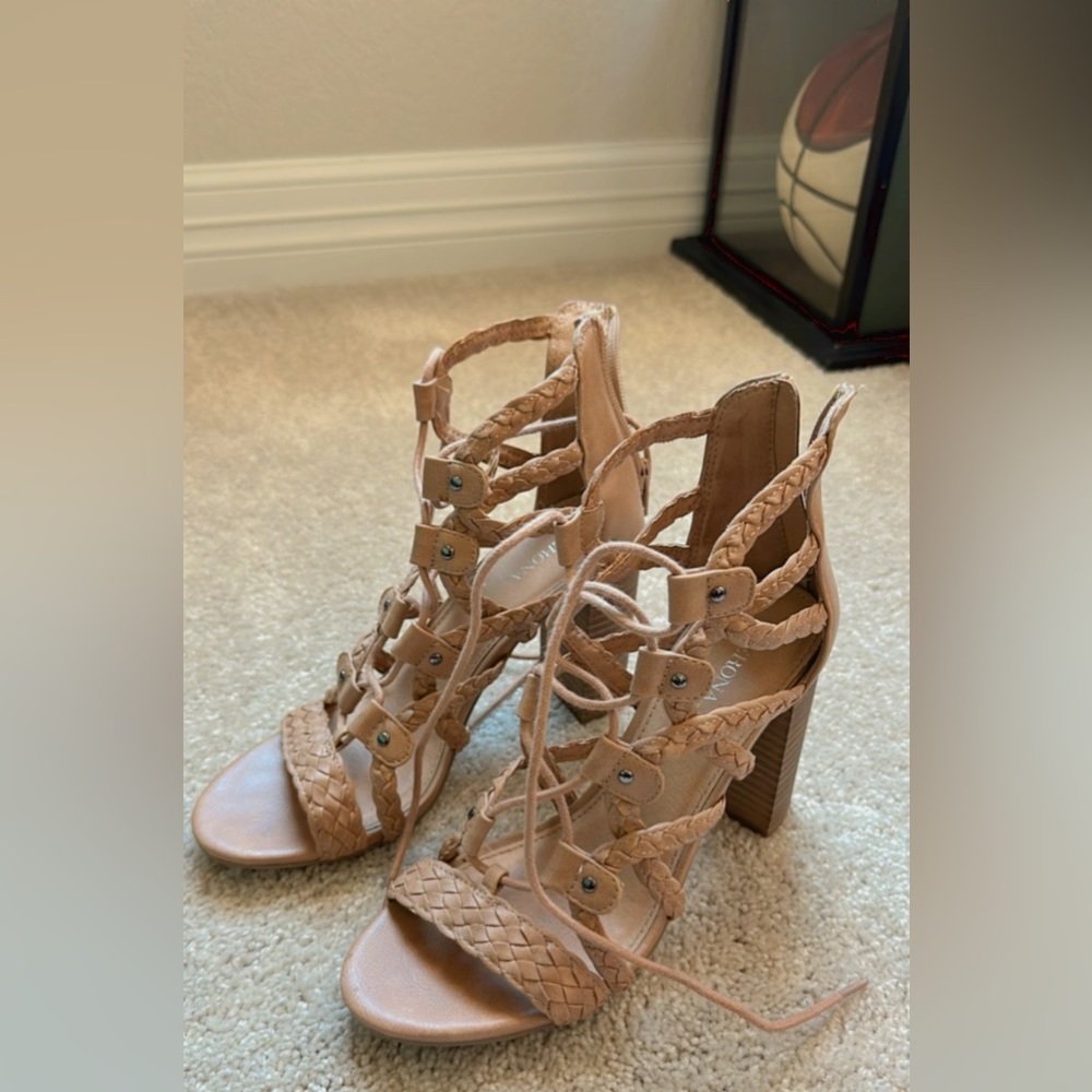 Lace up heeled sandals
